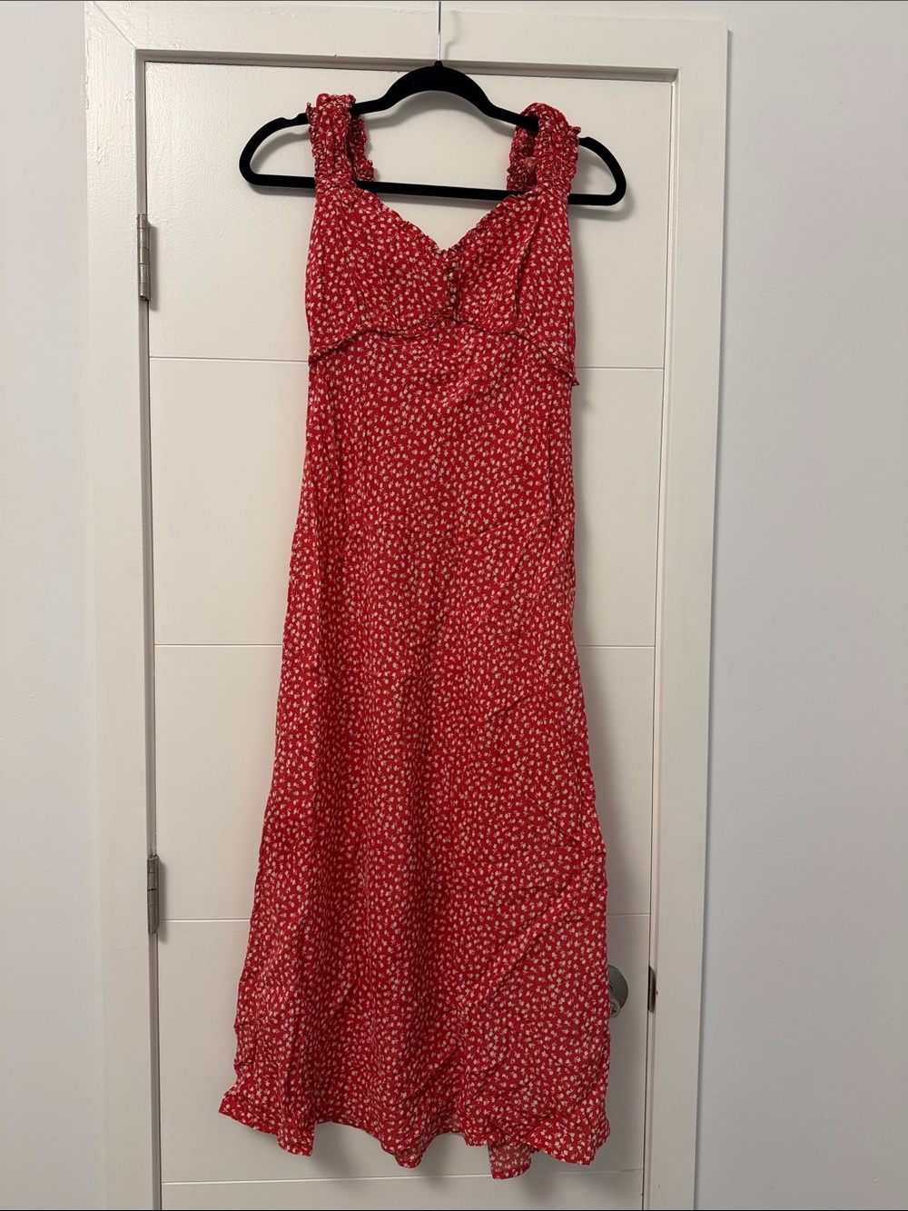 GAP Red Floral Maxi Dress with Sweetheart Neckline